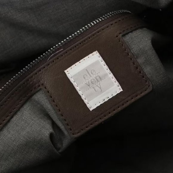 Eleventy Mocha Brown Leather Two-Way Tote Bag with Rhinestone Trim - Picture 4 of 4